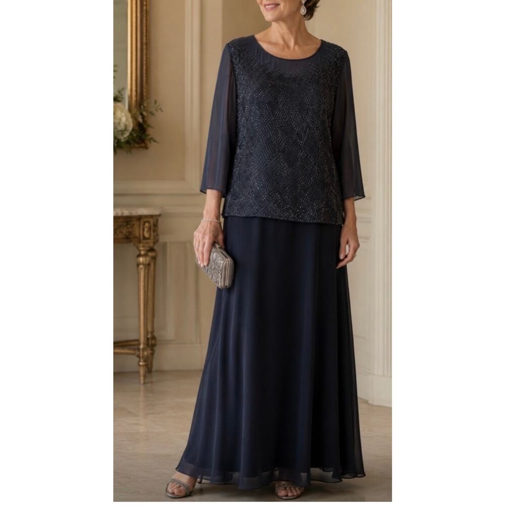 Caterina Evening Elegant Beaded Chiffon Maxi dress formal mother of the bride 14